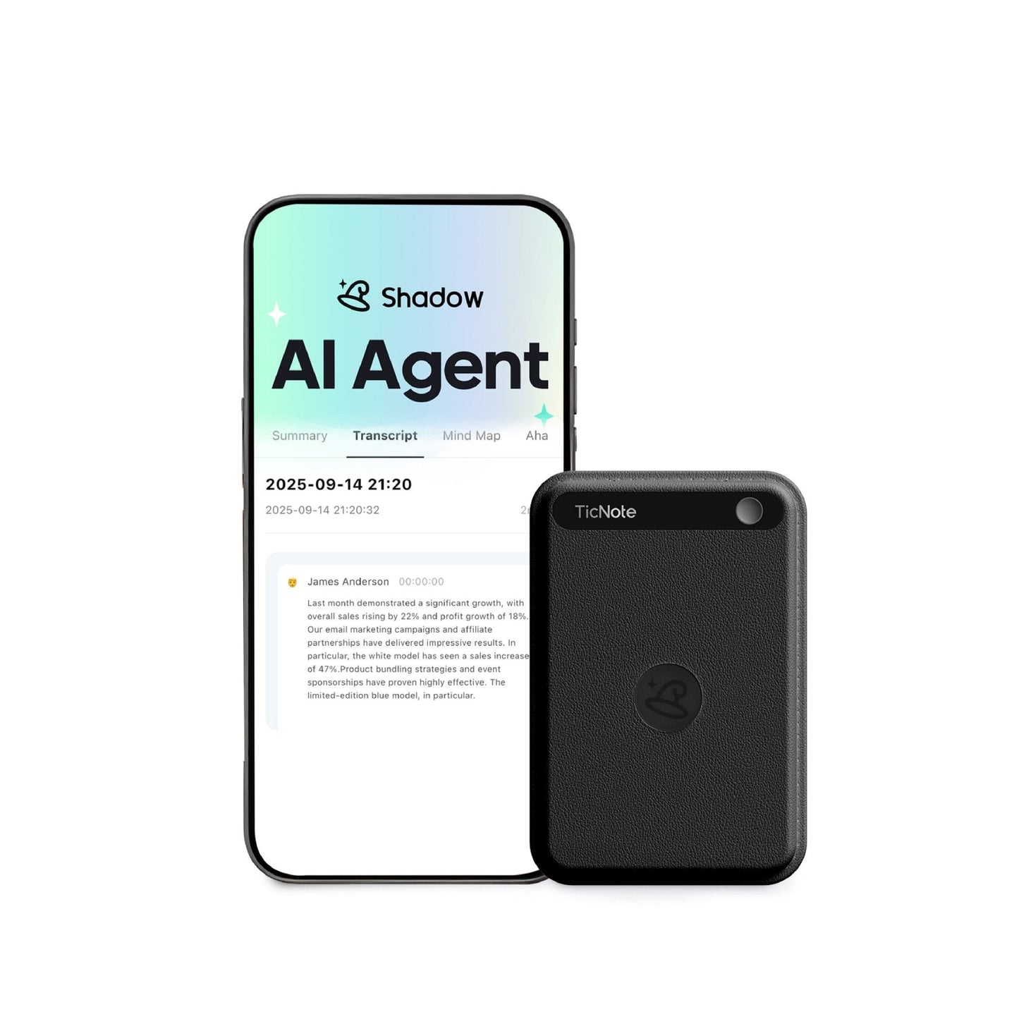 TicNote Lite AI Voice Recorder with 1-Year Pro Plan - Ticnote