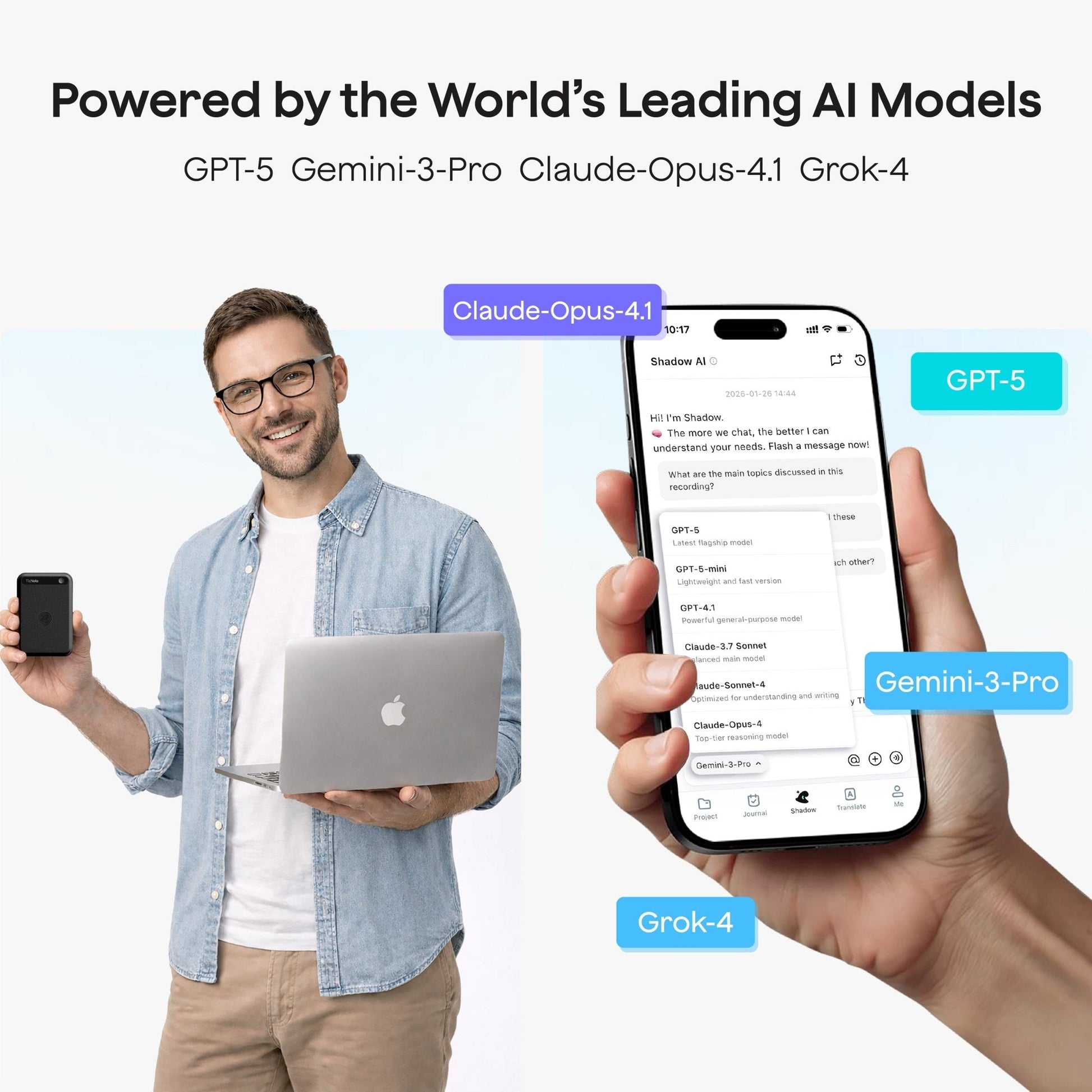 TicNote Lite AI Voice Recorder with 1-Year Pro Plan - Ticnote