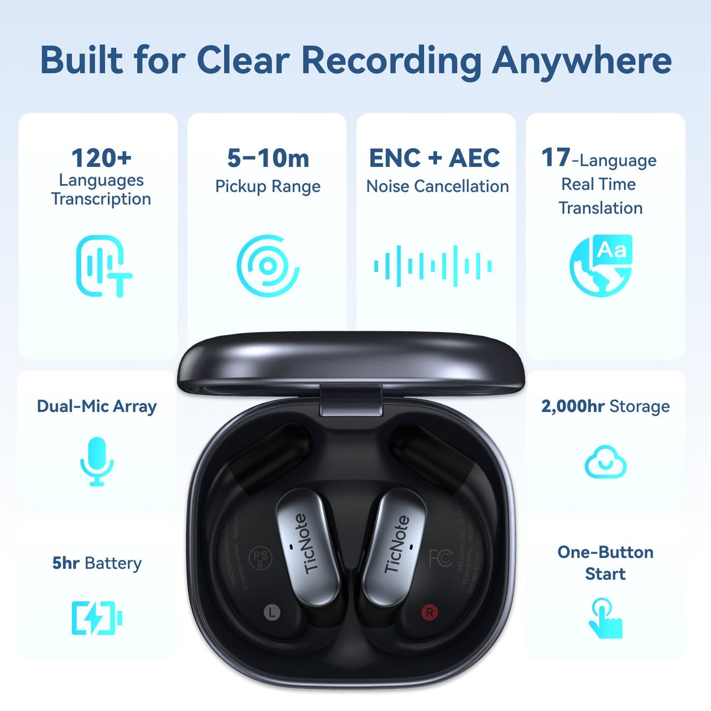 TicNote Pods AI Voice Recorder Earbuds Enterprise - Ticnote