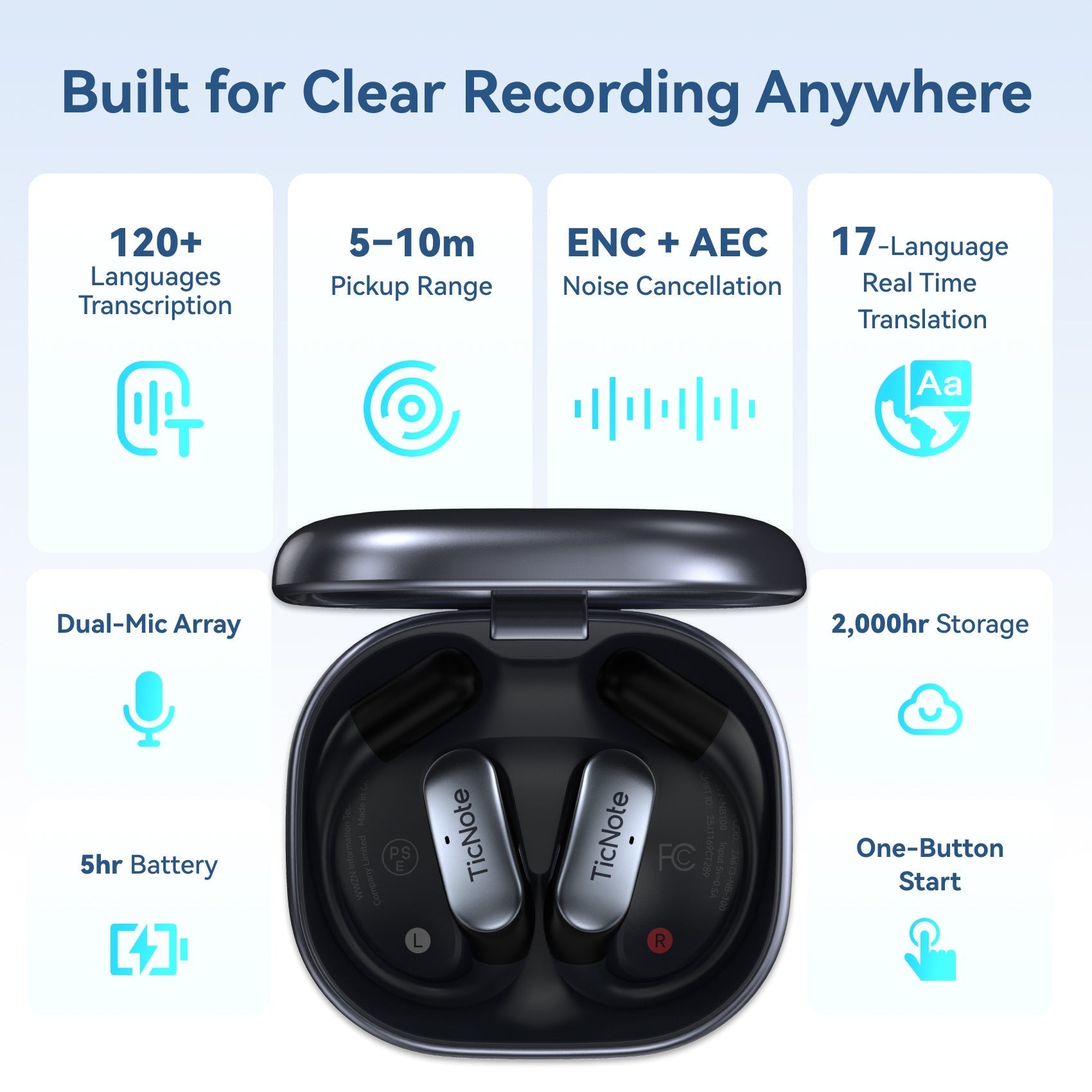 TicNote Pods AI Voice Recorder Earbuds Enterprise - Ticnote